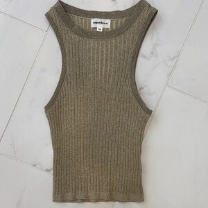 Superdown Gold Shimmer Ribbed Slim Stretch Tank Top size XS revolve